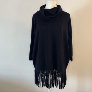 Fringe Cowl-Neck Tunic Sweater Terra Bleue Women’s Medium NEW